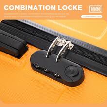 YONSLY 16 Inch Suitcase With Detachable Wheels 360° Combination Lock Double Zipper Soft Rubber Handle Trolley Travel Suitcase For Vacation - 橘色 - 查看 4