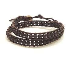 Infinityee888 Lava 2 pulseras envolventes y gargantilla de piel tela 2 en 1, pulsera de hombre y mujer, 33 cm, Piedra - como en la imagen - Ver 3