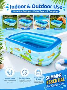 Inflatable Swimming Pool, S Size And Adult Inflatable Swimming Pool, Thickened Large Family Swimming Pool Suitable For Toddlers And Adults Outdoor Garden Backyard Summer Water Party - Multicolor - View 3