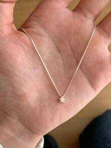 1pc Women's Fashionable Pentagram Pendant Necklace, Daily Wear - Silver - View 2