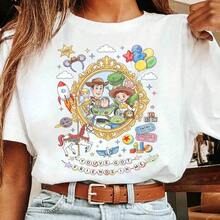 Disney Women's Loose T-Shirt "Ornate Frame Toy Story Full Characters You've Got A Friend In Me" Cartoon Printed Oversized T‑Shirt, Short Sleeve Tee For Disney Travel, Vacations & Theme Parks. 2026 New Style, Ideal For Family Outings & Matching Outfits, Unisex For All Ages. High‑Quality Cotton Fabric, Soft & Breathable. Whimsical Fairytale‑Style Border With Toy Story Crew & Amusement Park Elements Print Design, The Best Gift For Toy Story Fans & Disney Vacation Lovers. - trắng - Xem 1