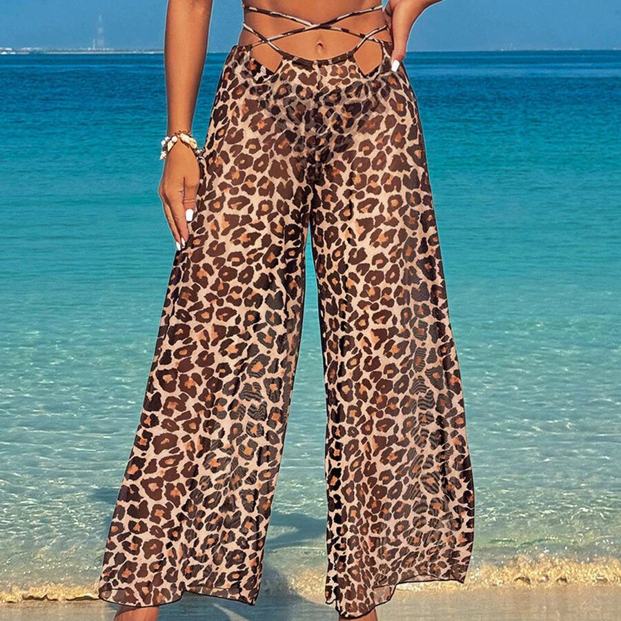 New 2026 Swimsuits For Adult Women, Three-Piece Hot Spring Bathing Suit, Bikini Bathing Suit. - 豹紋長褲(細腰帶) - 查看 1