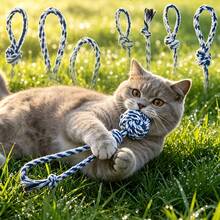 7pcs Dog Rope Knot Toys, Interactive Chewing Rope Ball Toys, Washable Durable Tug Toys For Small And Medium Dogs, Daily Training And Teeth Cleaning - Blue - View 4