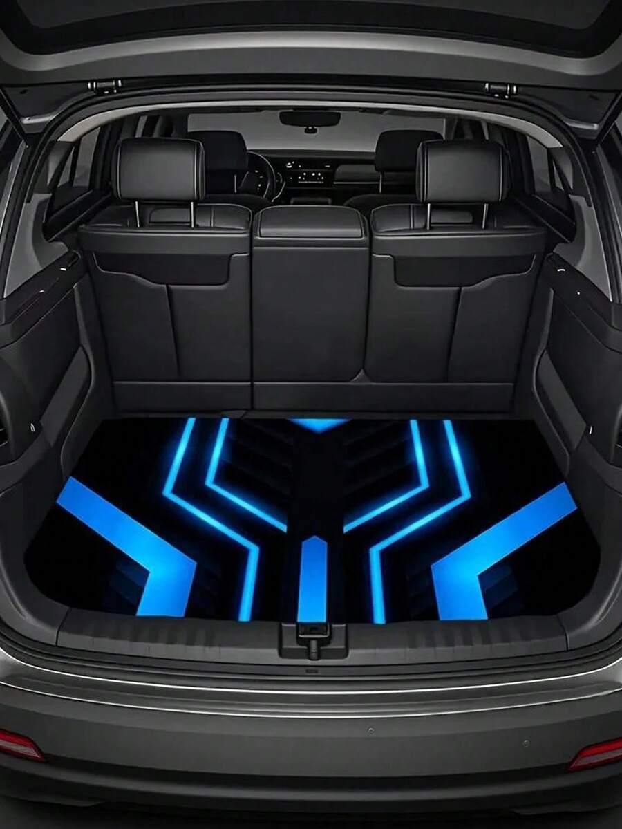1pc Cool Multi-Color Geometric Pattern Car Trunk Mat | Durable, Easy To Clean, Suitable For Sedans And SUVs, All-Season, Keeps Interior Clean, Polyester Fiber