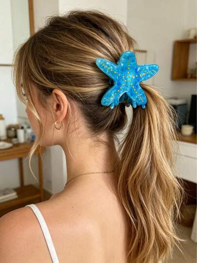 Pinzas para el cabello con forma de estrella de mar, accesorios de cabello de estilo minimalista y femenino, pinza de cabello versátil para el verano