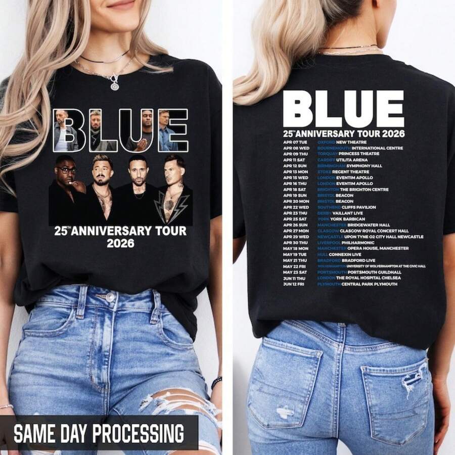 Blue 25th Anniversary Tour 2026 Concert T-Shirt - 黑色 - 查看 1