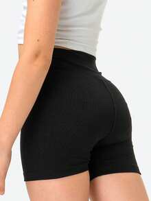 Solid Color 2pcs/Set Cycling Shorts & Yoga Leggings For Tween Girls (AZ143) - Black - View 2