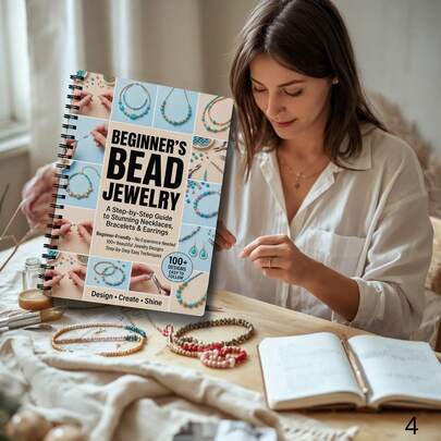 1pc Bead Jewelry Making Beginner's Guide Spiral Notebook, Step-By-Step DIY Craft Journal With 100+ Easy Jewelry Designs, Techniques, Ideal For DIY Jewelry Enthusiasts, New Crafters, Hobbyists, As Thoughtful Gift For Craft Lovers, Jewelry Makers, Teens, Adults, Birthday, Christmas, Craft Room Essentials