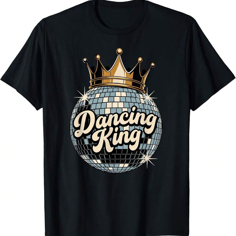 Retro Disco Ball 70s Dancing King T-Shirt - 黑色 - 查看 1