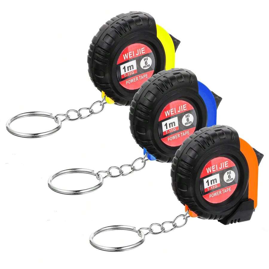 1pc Mini Retractable Tape Measure Keychain, 1m/3ft With Brake Lock Function; Compact And Portable, Suitable As Promotional Gift, Daily Use Or Party Favor; Also Applicable For Apartment And School Environment. - A - View 1