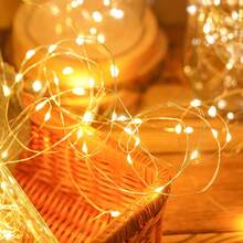12 piezas Luces de hadas de cadena mini alimentadas por batería de 2m 20LED, 3 modos de parpadeo, luces LED suaves y flexibles de luciérnaga para decoración interior y exterior, boda, Navidad, fiesta, camping, mesa, frasco de vidrio, jarrón, iluminación de ambiente festivo para el hogar - Guirnaldas de luces con botones - Ver 4