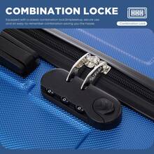YONSLY 16 Inch Suitcase With Detachable Wheels 360° Combination Lock Double Zipper Soft Rubber Handle Trolley Travel Suitcase For Vacation - 寶藍色 - 查看 4