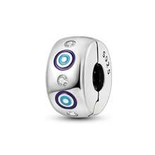 1pc Romantic Good Luck Totem Style S925 Sterling Silver Low Hypoallergenic Shiny Four-Leaf Clover Butterfly Evil Eye Flower Cross Ocean Paw Print Fixed Clip Bead, Suitable For Original Bracelet, Women's DIY Jewelry Making, Birthday Gift - Multicolor - View 15