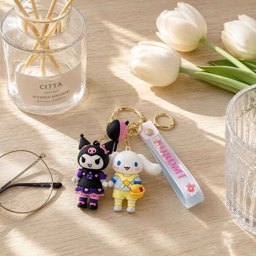 Miniso 名创优品三丽鸥可爱卡通人物腕带钥匙扣挂件,硅胶手机壳挂饰,适合日常携带、旅行、背包装饰和手提包点缀 - 款式1 - 查看 1