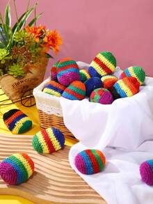 12/6/3/1pcs Handmade Crochet Haki Ball, 5.5cm Colorful Knitted Footbag, Durable Soft Kick Ball, Suitable For Juggling, Outdoor Games, Classroom Activities, Stress Relief, Family Gatherings, Party Gifts, Holiday Gifts And Carnival Games, Soft Squeeze Ball - Regular Model - View 8