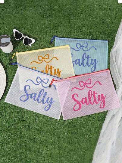 Waterproof Pvc Beach Bag With Colorful Letter Print - A4 Size, Transparent Zipper Cosmetic Bag, Suitable For Swimming, Diving And Summer Vacation - Lightweight, Suitable For Men, Women And Teenagers, Beach Bag Accessory Essentials Toiletries Bag , A Must-Have For Travel, Back-To-School Season, And Summer.
