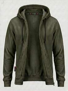 Men's French Terry Hooded Zip-Up Sweatshirt, Finished With Ribbed Cuffs And Hem, Available Sizes XS–8XL, Perfect For Spring, Summer And Fall - Dark Green - View 2