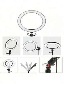 Professional 10-Inch LED Ring Light With Mobile Phone Holder And 3 Light Adjustment Modes - A - View 3