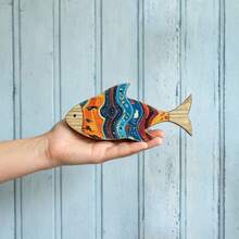 3pcs Bohemian Style Wooden Fish Wall Decor Set, Summer Ocean Theme Wall Decor, Door Decor, Bohemian Style Room Decor, Ocean Animal Home Decor, Bedroom Decor, Bathroom Decor (Adhesive Tape Included) - Multicolor-sending Tape - View 2
