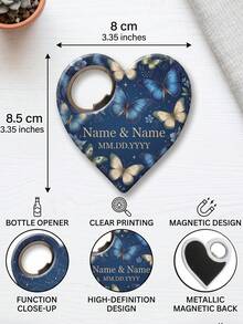 Personalized Wedding Favor Magnetic Bottle Opener, Bride's Gift To Wedding Guests, Heart-Shaped Wedding Commemorative Magnetic Bottle Opener And Thank You Card - Multicolor - View 7