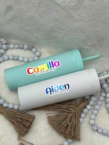 Personalized Custom Name Stickers, Double-Layer Font Colorful Name Labels, Gift Marking Stickers, Custom Text Name Stickers, Double-Layer Handwritten Style Name Stickers, Party Gift Bag & Water Cup Decoration, Waterproof Self-Adhesive, Gift Marking DIY Decoration - Multicolor - View 2