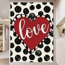 Enmarcado Póster plano 2D de corazón  |  de lunares negros, pieza de arte mural moderna, regalo de San Valentín, ideal para el hogar, dormitorios y decoración de bodas. - Enmarcado - Ver 1