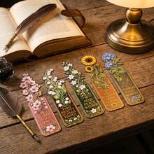 5/15pcs Vintage Floral Inspirational Bookmark Collection, Van Gogh Creative Aesthetic Bookmarks Page Markers, Stationery, Student Supplies Book Accessories Teacher Supplies School Supplies Can Be Used As Decorative Accessories Suitable For Reading Enthusiasts, Book Decoration, Cultural Creative Gifts, Reading Sharing Party Gifts, Party, Teacher's Day Gifts Birthday Gifts Bookish Things - Flower Bookmarks - View 7