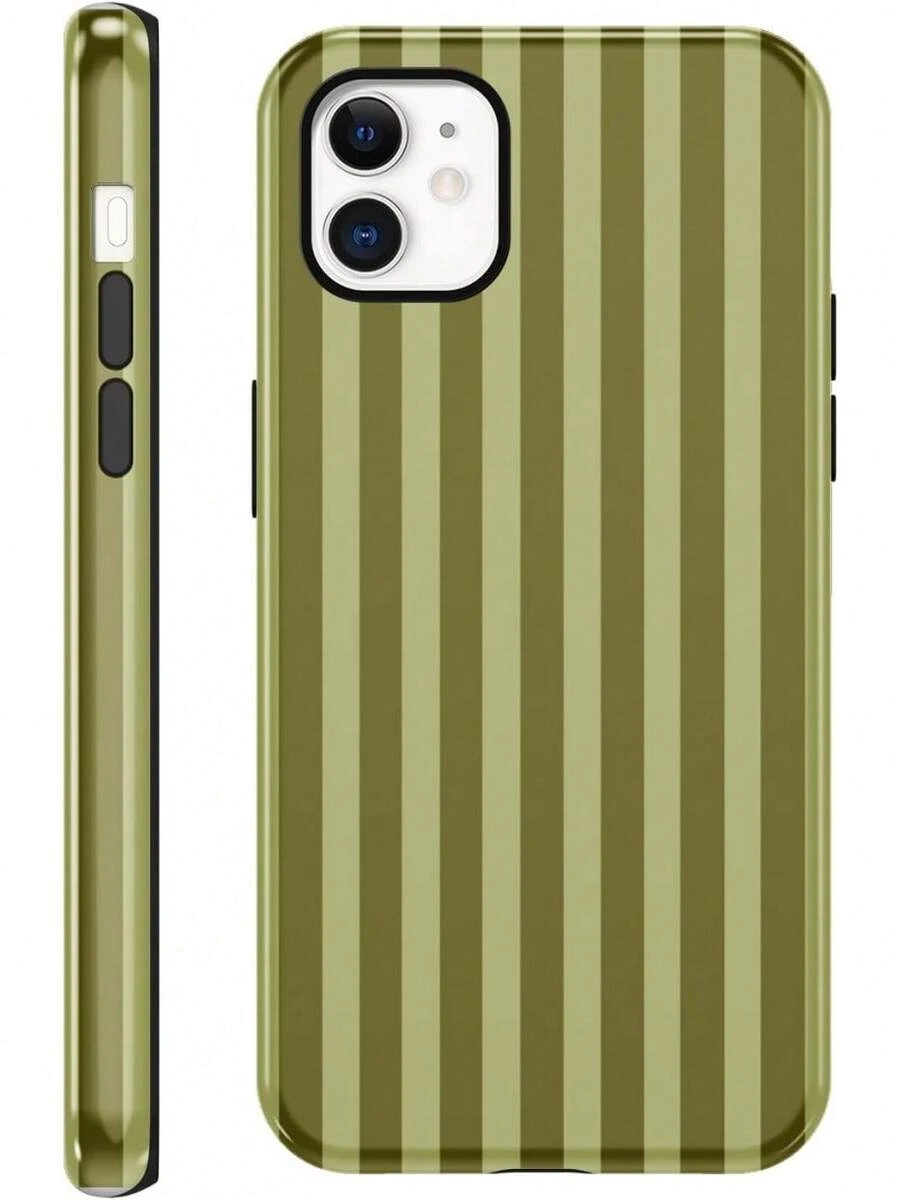 iPhone15 Handyhülle, ,, Sommer-Streifenmuster, geeignet für Frauen und Mädchen, Zwei-in-Eins-Schutzhülle, Silikonhülle, bedrucktes Design, kratzfeste Schutzhülle, weiß und grau. - Weiß 1 - Übersicht 1