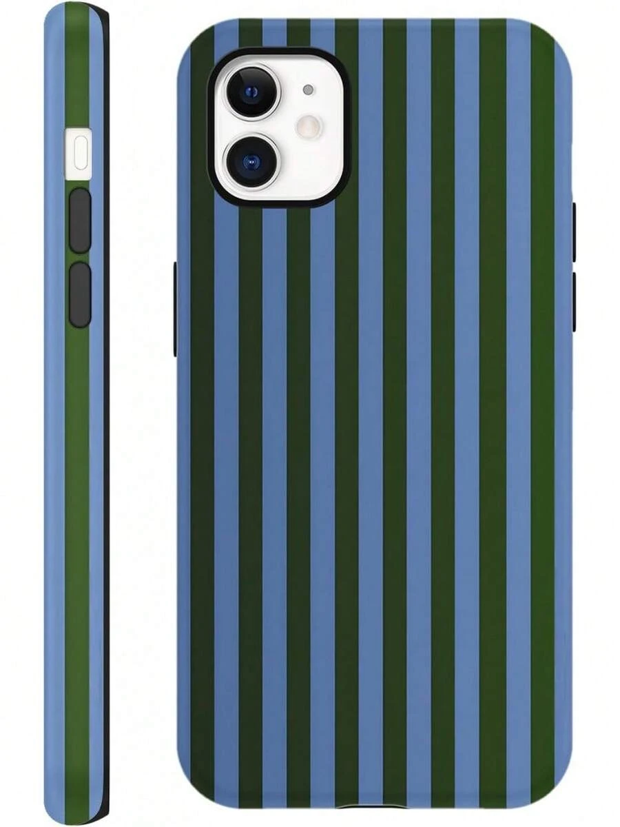 Sommerliche gestreifte Handyhülle für das iPhone15 ,, mit einem schönen sommerlichen gelb gestreiften Design, geeignet für Mädchen, Schutzhülle, doppelschichtige stoßfeste bunte Silikon-TPU-Handyhülle. - Weiß 5 - Übersicht 1
