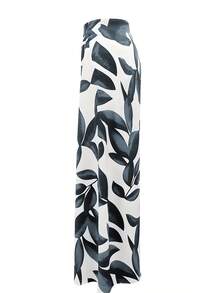 Stylish And Fashionable Printed Wide-Leg Trousers - Graphite Color - View 3