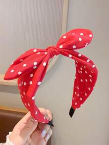 2pcs/Set Women's Polka Dot Bow Rabbit Ear Headband, Cute Fabric Hair Band For Daily Use And Face Washing - Multicolor - View 2