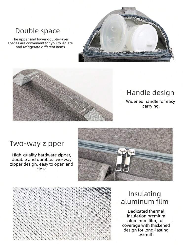 1pc Multi-Function Baby Insulation Bag, 8.4L Large Capacity Easy-Clean Bottle & Food Warmer Organizer Bag, Portable Mommy Bag With Multiple Carrying Methods - Multicolor - View 7