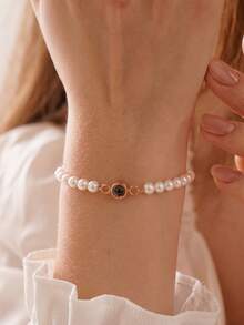 Customized Photo Projection Bracelet, Personalized Pearl & Woven Bracelet, DIY Hidden Photo Jewelry, Family Memorial Gift For Her - Custom Bracelet - View 9
