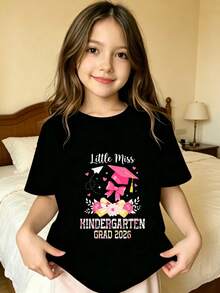 Little Miss Graduation Party T-Shirt For Girls - Black - View 7