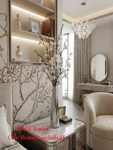 Elegant Metal Vase, Paired With Plum Blossoms,Small Flower Vase, Gold Vase, Metal Construction-For Wedding Table Centerpiece Decorations, Candlelight Dinner Table Decorations,Home Decor,Room Decor,Best Friend Gift,Female Gift,Winter Gift. - Silver Long Tubes - View 12