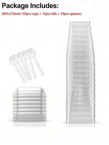 60 cái/20 bộ cốc nhựa đựng tráng miệng 5oz có nắp, cốc đựng parfait/khai vị có nắp, phù hợp cho tiệc, cốc tráng miệng mini kèm thìa, cốc tráng miệng, pudding, trái cây và kem, đồ dùng đám cưới - Nhiều màu - Xem 12