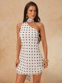 Women Midi Dresses - Black and White - View 4