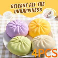 1PC 4PCS Colorful Dumpling Squishy Stress Relief Toy, Simulation Food Steamer Shaped Squeeze Dough Ball, Elastic Stretchy Tabletop Fidget Sensory Toy For Kids Teens Adults, Soft Slow Rising Hand Squeeze Decompression Toy, Portable Anxiety Calming Relaxation Toy For Daily Leisure Office Classroom Home Use, Random Color Design Cute Kawaii Food Themed Squishies, Ideal Holiday Basket Stuffers, Christmas Stocking Stuffers, Perfect Birthday Game Supplies And Party Favor Gifts For All Ages - Nhiều màu - Xem 1