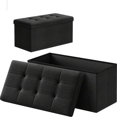 Banco otomano con Almacenamiento, Asiento Plegable, reposapiés, Banco para Zapatos, Almacenamiento al pie de la Cama con Tapa abatible, 76x38cm de Espacio de Almacenamiento