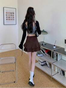 Women Skirts - Coffee Brown - View 7