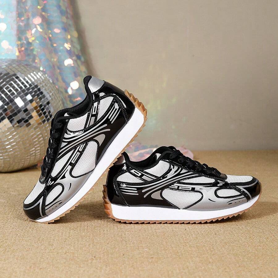 Retro Tech-Style Metallic Women's Shoes Pink / Gold / Silver / Black / Mesh Breathable Shock-Absorbing Casual Sports Sneakers Sweet & Cool Streetwear Essential!