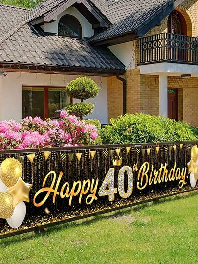 لافتة عيد ميلاد سعيد 18 40 50 60 سنة، خلفية علم ذهبي وأسود لأعمار 18 إلى 60 سنة، ديكور حفلة عيد الميلاد، لافتة ديكورية للخلفية، ديكور خلفية الحفلة، إكسسوارات التصوير الفوتوغرافي