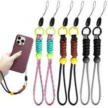 NIAWEA 6pzs Correa para Celular Muñeca, Cordón para Celular Ajustable, Correa Antirrobo para Teléfono Móvil Moda, Cómodo y Transpirable, Hebilla de Metal, Accesorios para Celular 28cm, Negro+Gris+Rosa - como en la imagen - Ver 2