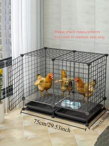 Chicken Cage With Easy-Clean Removable Tray, Secure Locking Door & Safety Wire Mesh - Easy Assembly For Ducks, Rabbits, Birds, Small Animal Enclosure - Black - View 3