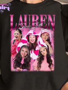 Unisex T-shirt i ren bomull, Lauren Spencer Smith Retro-tröja, Kanadensisk Sångerska-tröja, Lauren Spencer Smith Lover Y2k Tee, Lauren Spencer Smith Fan Lover Gifts Merch, sommar-t-shirt, blus, basplagg, topp, kreativ design, utomhuslek, cool stil, rolig design, perfekt för utomhuslek. - Svart - Visa 1
