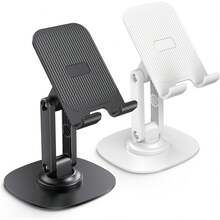 1pc 360 Degree Rotating Desktop Phone Holder, Adjustable & Foldable Phone Stand, Aluminum Alloy Desk Mount With Non-Slip Base, Suitable For Tablets & Phones, Home Accessory - A - View 2