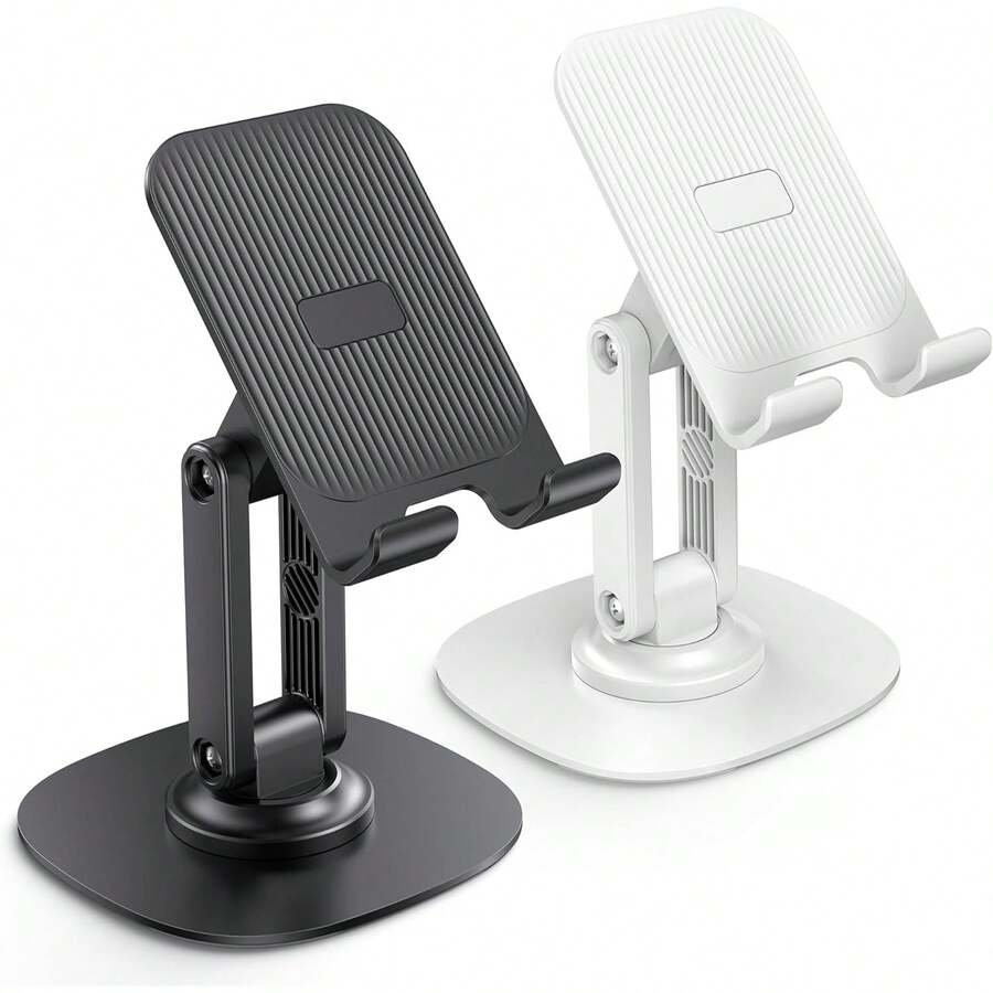 1pc 360 Degree Rotating Desktop Phone Holder, Adjustable & Foldable Phone Stand, Aluminum Alloy Desk Mount With Non-Slip Base, Suitable For Tablets & Phones, Home Accessory