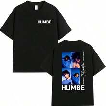 2026 Singer Humbe Dueno Del Cielo Pattern Men's Retro-Hop Fashion Short-Sleeved-Shirt Str - 黑色 - 查看 1