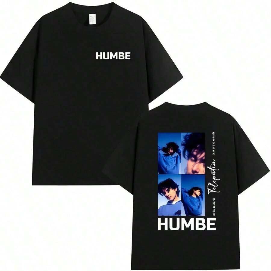 2026 Singer Humbe Dueno Del Cielo Pattern Men's Retro-Hop Fashion Short-Sleeved-Shirt Str - 黑色 - 查看 1