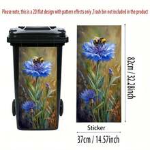 1 pieza Pegatina autoadhesiva de bote de basura 2D, tamaño 37 x 82 cm, patrón azul de abeja y floral, adecuado para botes de basura, paredes y decoración de cocina - A - Ver 8